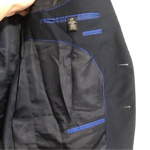 Alfani Classic Fit Dark Navy Blue Notched Collar  Two Button Pockets Suit Jacket - Picture 5 of 11